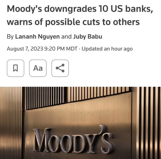 Moody's понизило рейтинги 10 американских банков,.