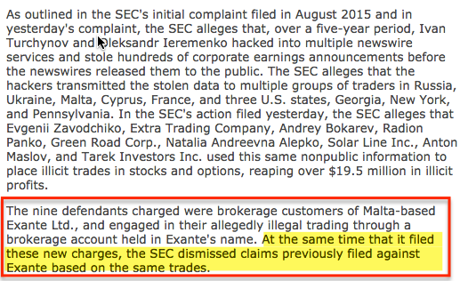 SEC сняла обвинения с компании Exante
