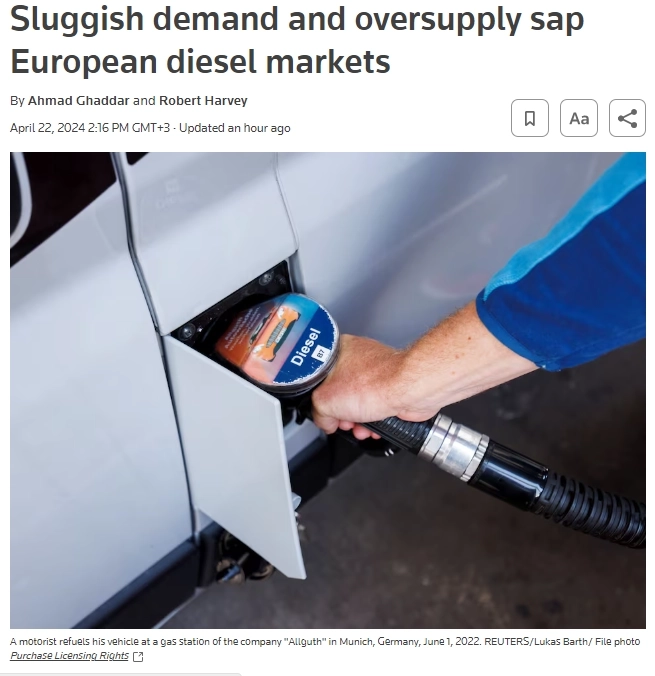 Вялый спрос и переизбыток предложения подрывают европейские рынки дизельного топлива — Reuters