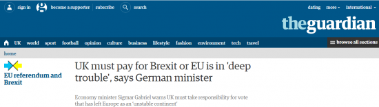 Германия: Британию надо наказать иначе ЕС смоет в унитаз)))